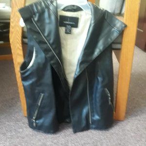 Black faux leather vest